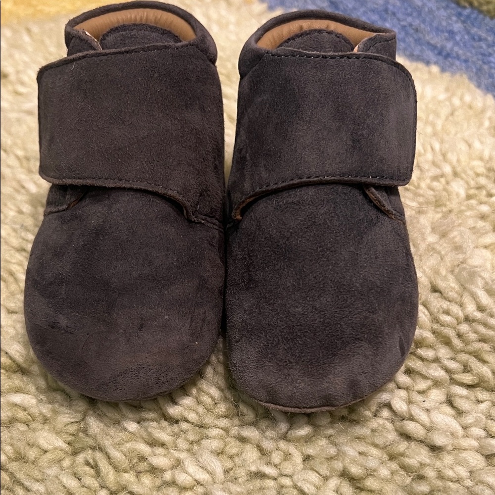 Pehr Grey Suede Baby Slippers